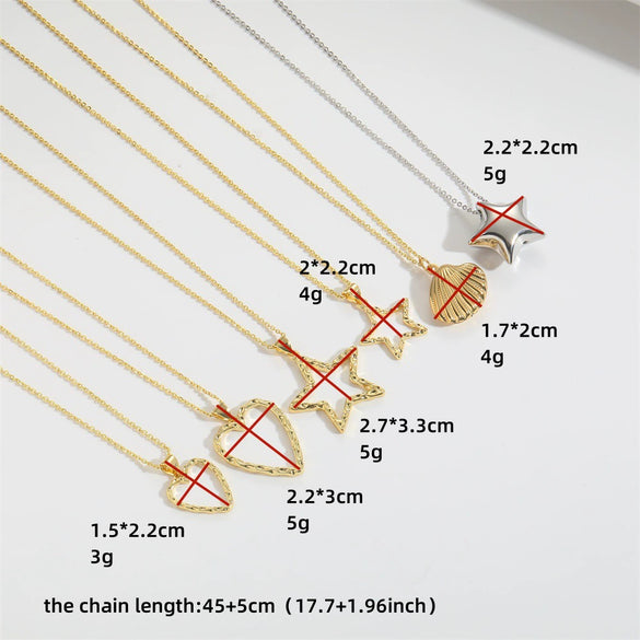 Necklace Copper Mixed Gemstone Setting Heart Shape Electroplating Women New Minimalism Exquisite Creative