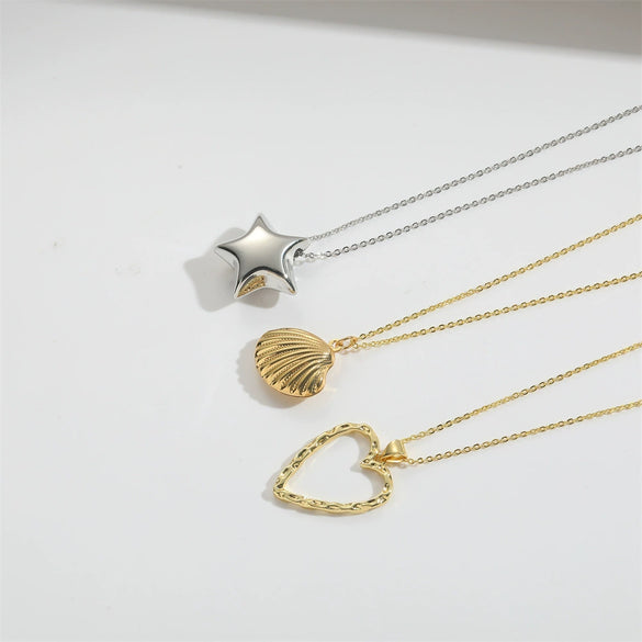 Necklace Copper Mixed Gemstone Setting Heart Shape Electroplating Women New Minimalism Exquisite Creative