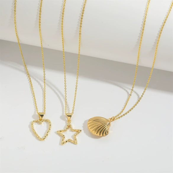 Necklace Copper Mixed Gemstone Setting Heart Shape Electroplating Women New Minimalism Exquisite Creative