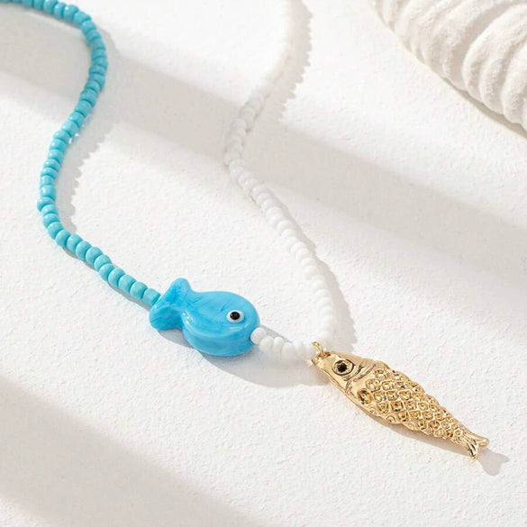 Necklace Copper Natural Baroque Pearl Animal Zodiac Electroplating Multipendant Minimalist Style