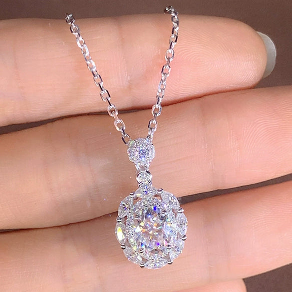 Necklace Copper Ochain Mixed Gem Inlay Horse Eye Zircon Pendant Geometric