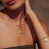 Necklace Copper Pearl Ocean Retro Geometric Style Gold Plated Mixed Gem Inlay Ochain