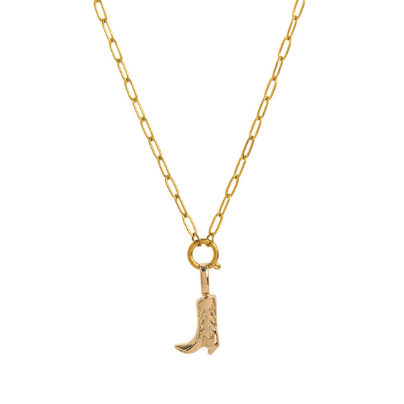 Necklace Copper Pendant Fivepointed Star Cowboy Hat Boots Zircon Gold Electroplating