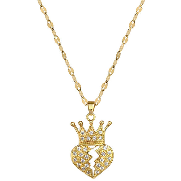 Necklace Copper Pendant Stainless Steel Chain Heart Crown Geometric Light Luxury Elegant Gorgeous Unisex