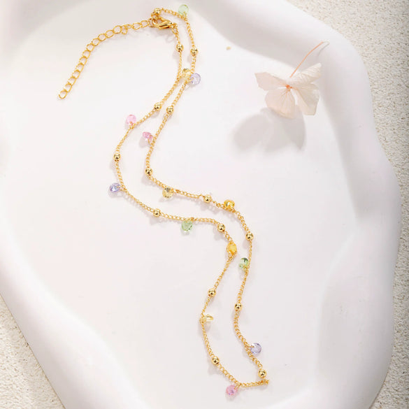 Necklace Copper Plated Artificial Crystal Heart Shape Geometric Sweet Style Electroplating For Women