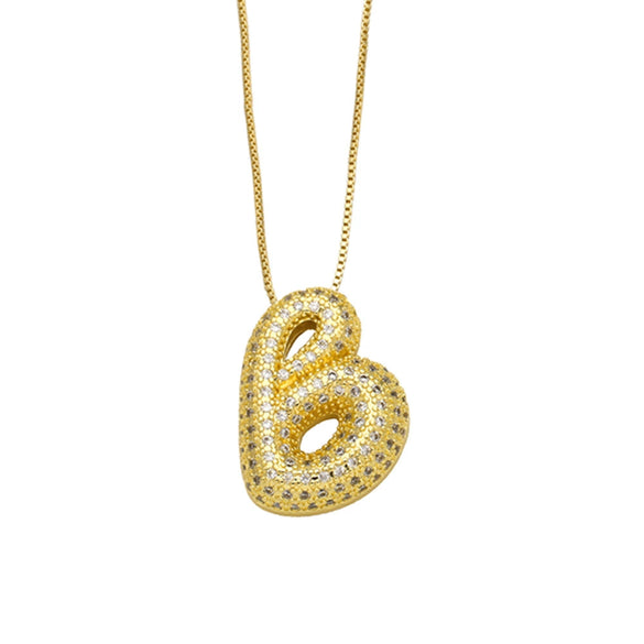 Necklace Copper Plated 18K Gold With Letter Pattern Box Chain Minimalist Style