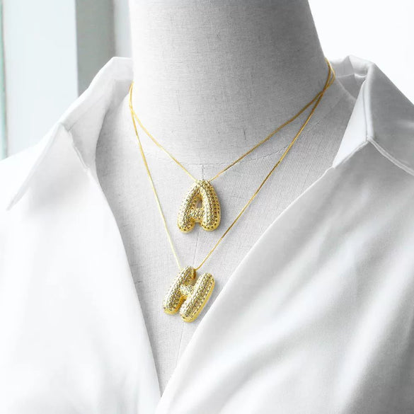 Necklace Copper Plated 18K Gold With Letter Pattern Box Chain Minimalist Style