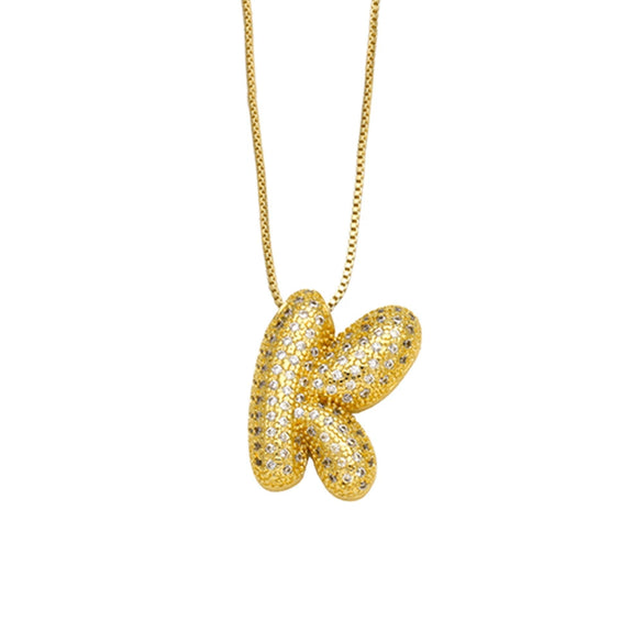 Necklace Copper Plated 18K Gold With Letter Pattern Box Chain Minimalist Style