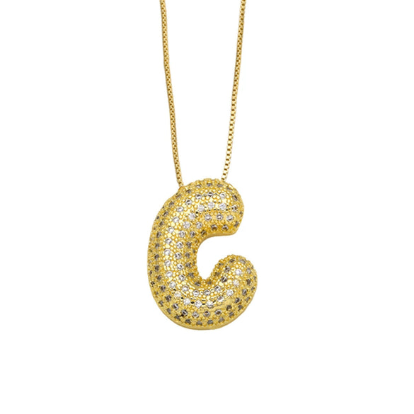 Necklace Copper Plated 18K Gold With Letter Pattern Box Chain Minimalist Style