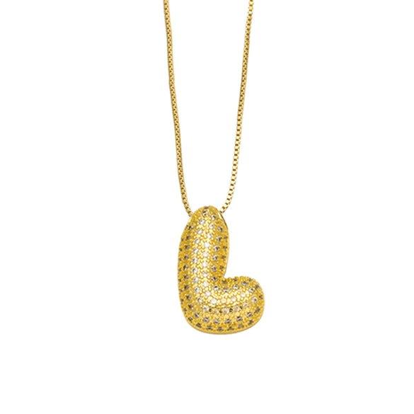 Necklace Copper Plated 18K Gold With Letter Pattern Box Chain Minimalist Style
