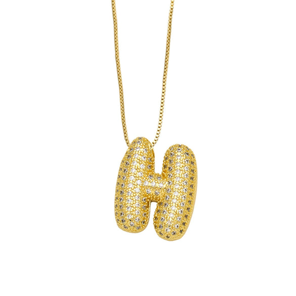 Necklace Copper Plated 18K Gold With Letter Pattern Box Chain Minimalist Style