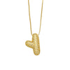 Necklace Copper Plated 18K Gold With Letter Pattern Box Chain Minimalist Style