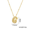 Necklace Copper Plated Real Gold Micro Inlaid Zircon Geometric Balloon Letter Pendant Simple Style