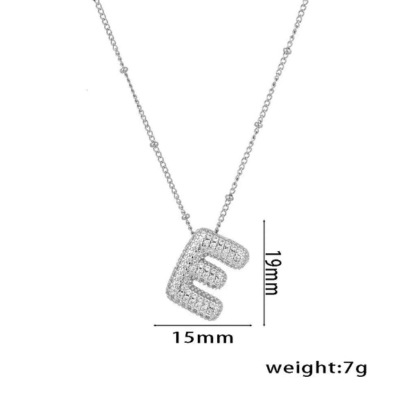 Necklace Copper Plated Real Gold Micro Inlaid Zircon Geometric Balloon Letter Pendant Simple Style