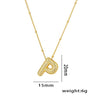 Necklace Copper Plated Real Gold Micro Inlaid Zircon Geometric Balloon Letter Pendant Simple Style