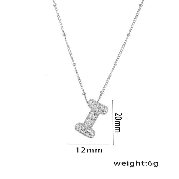 Necklace Copper Plated Real Gold Micro Inlaid Zircon Geometric Balloon Letter Pendant Simple Style