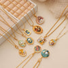 Necklace Copper Plated With Real Gold Freshwater Pearls Geometric Flower Leaf Pattern Electroplating Light Luxury Niche Clavicle Chain For Women French Retro Style