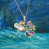 Necklace Copper Plating 18K Gold Color Marine Color Diamond Fish Pendant Geometric Animal Zodiac Style