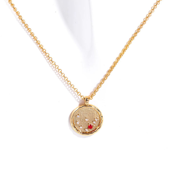 Necklace Copper Real Gold Plated Natural Twelve Constellation Animal Zodiac Style