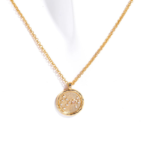 Necklace Copper Real Gold Plated Natural Twelve Constellation Animal Zodiac Style