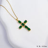 Necklace Copper Titanium Steel Electroplated Mixed Gemstone Pendant Simple O Word Chain Jewelry For Women