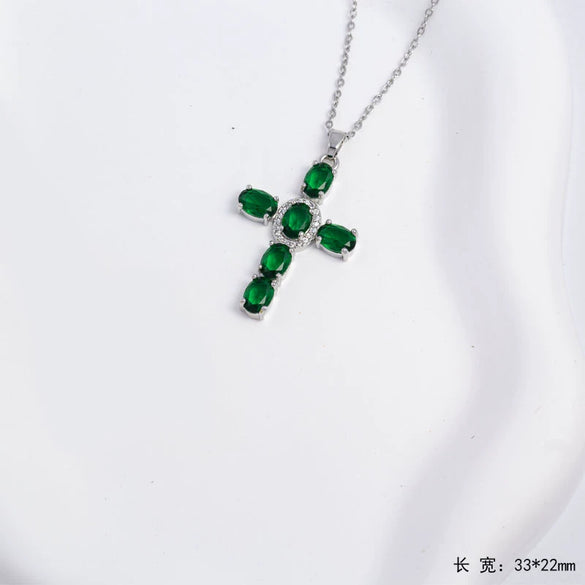 Necklace Copper Titanium Steel Electroplated Mixed Gemstone Pendant Simple O Word Chain Jewelry For Women