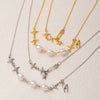 Necklace Copper Titanium Steel Geometric Electroplating Pearl Light Zircon