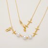 Necklace Copper Titanium Steel Geometric Electroplating Pearl Light Zircon