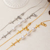 Necklace Copper Titanium Steel Geometric Electroplating Pearl Light Zircon