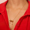 Necklace Copper Titanium Steel Geometric Pattern Round Zircon Pendant Electroplating Simple Design