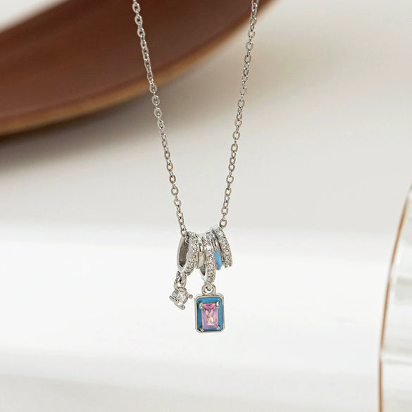 Necklace Copper Titanium Steel Star Heart Shape Bow Electroplating Women's Niche Light Luxury Pendant Accessories Clavicle Chain