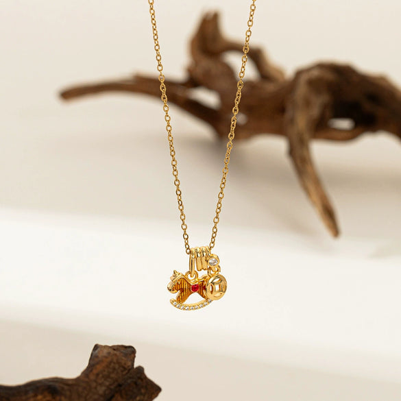 Necklace Copper Titanium Steel Star Heart Shape Bow Electroplating Women's Niche Light Luxury Pendant Accessories Clavicle Chain