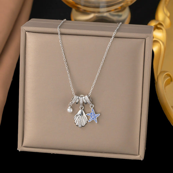 Necklace Copper Titanium Steel Star Heart Shape Bow Electroplating Women's Niche Light Luxury Pendant Accessories Clavicle Chain