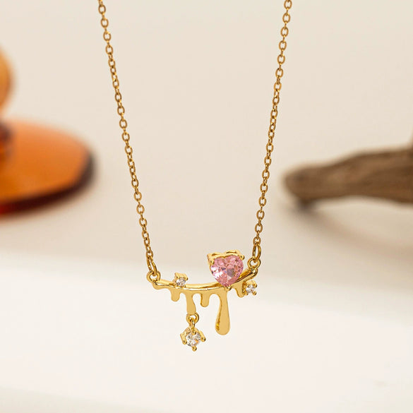 Necklace Copper Titanium Steel Star Heart Shape Bow Electroplating Women's Niche Light Luxury Pendant Accessories Clavicle Chain