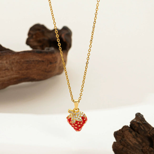 Necklace Copper Titanium Steel Star Heart Shape Bow Electroplating Women's Niche Light Luxury Pendant Accessories Clavicle Chain