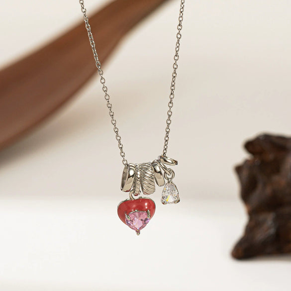 Necklace Copper Titanium Steel Star Heart Shape Bow Electroplating Women's Niche Light Luxury Pendant Accessories Clavicle Chain