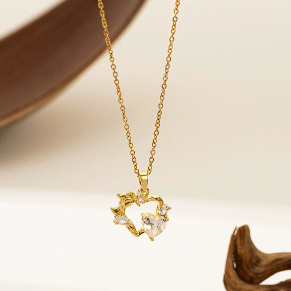 Necklace Copper Titanium Steel Star Heart Shape Bow Electroplating Women's Niche Light Luxury Pendant Accessories Clavicle Chain
