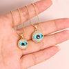 Necklace Copper Zircon Colored Glaze Geometric Devil's Eye Electroplating Inlay