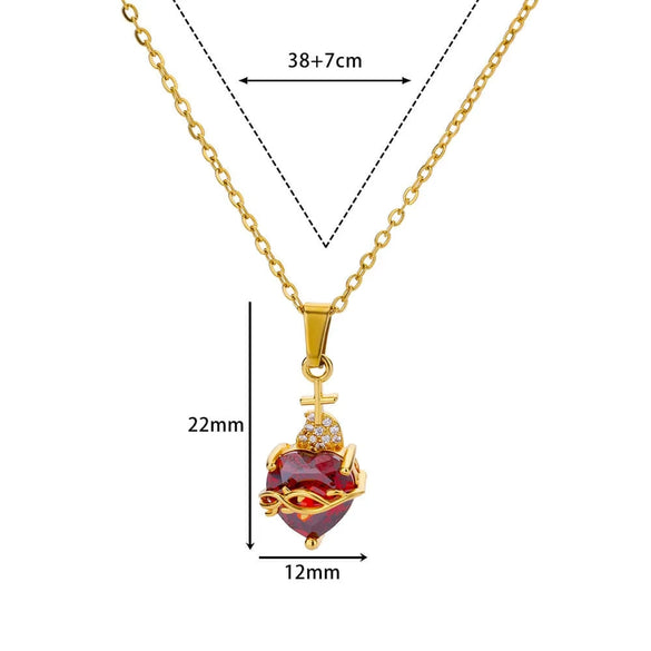 Necklace Copper Zircon Heart Shape Love Arrow Flower Pendant Fashion