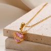 Necklace Copper Zircon Heart Shape Love Arrow Flower Pendant Fashion