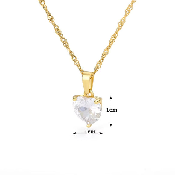 Necklace Copper Zircon Heart Shape Love Arrow Flower Pendant Fashion