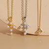 Necklace Copper Zircon Pearl Cross Geometric Electroplating Ochain Pendant