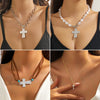 Necklace Copper Zircon Simple Light Luxury Microinlay Geometric Letters Numbers Text Water Wave Chain For Women