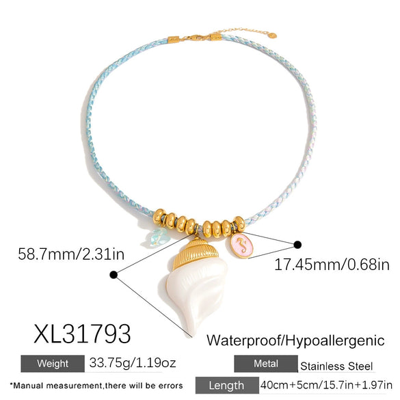 Necklace Cotton Rope Stainless Steel Pendant Electroplating Bohemian Style Clavicle Chain