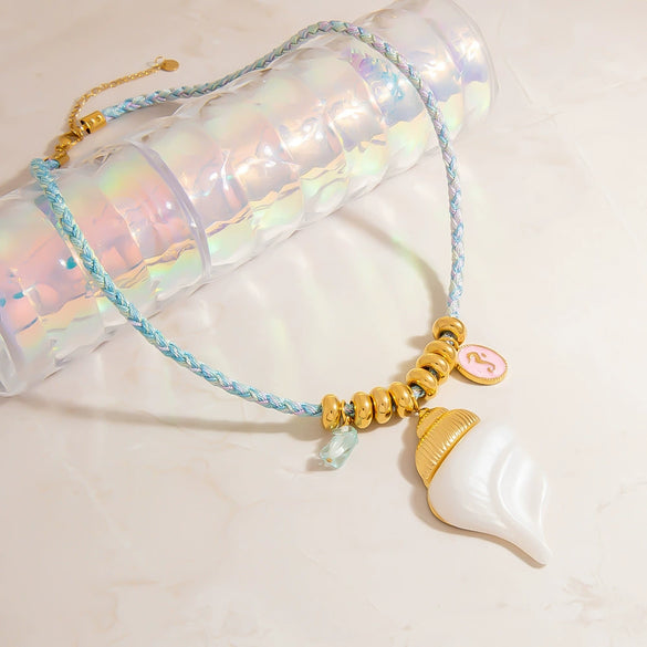 Necklace Cotton Rope Stainless Steel Pendant Electroplating Bohemian Style Clavicle Chain