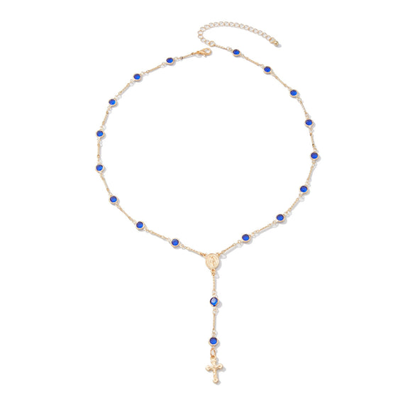 Necklace Crystal Chain Alloy Geometric Cross Electroplating
