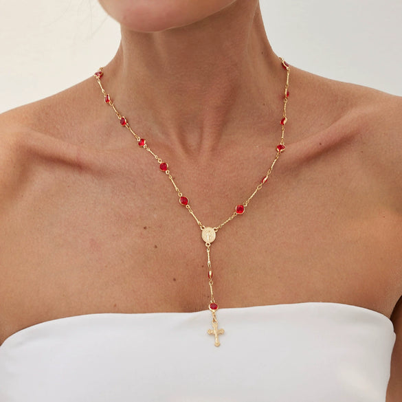 Necklace Crystal Chain Alloy Geometric Cross Electroplating