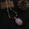 Necklace Crystal Geometric Exaggerated Electroplating Women's Medieval Vintage Amethyst Tourmaline