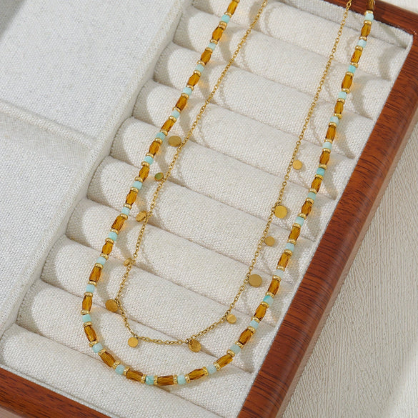 Necklace Crystal Ite Copper Geometric Handmade