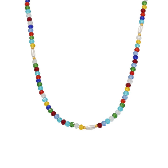 Necklace Crystal Stone Imitation Pearl Geometric Light Luxury Electroplated